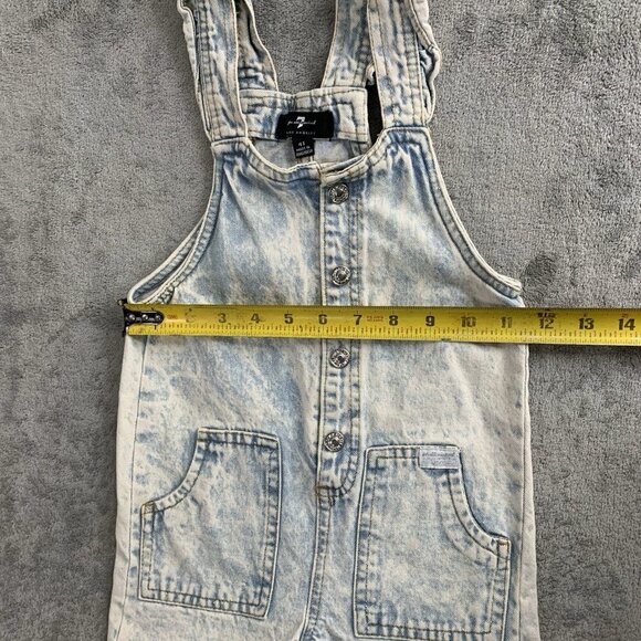 7 For All Mankind Overalls Girls Size 4T Short Blue Acid Wash Denim Casual - Picture 3 of 13
